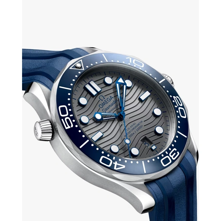 Omega Watch For Men - Seamaster Diver 300M, Steel on Grey Rubber Strap - Ref. 210.32.42.20.06.001