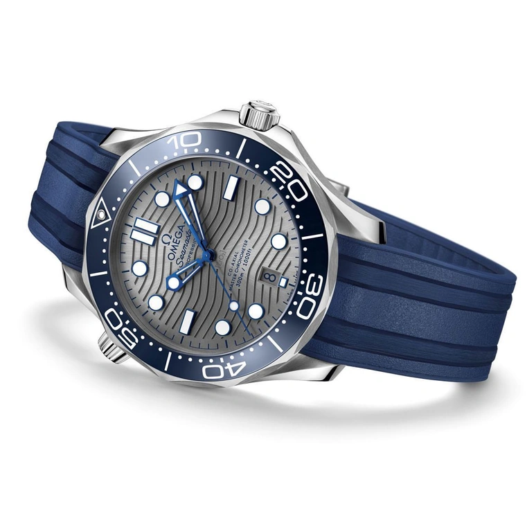 Omega Watch For Men - Seamaster Diver 300M, Steel on Grey Rubber Strap - Ref. 210.32.42.20.06.001