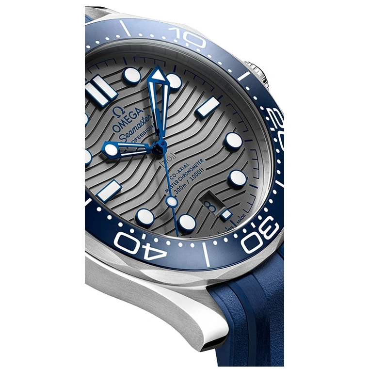 Omega Watch For Men - Seamaster Diver 300M, Steel on Grey Rubber Strap - Ref. 210.32.42.20.06.001