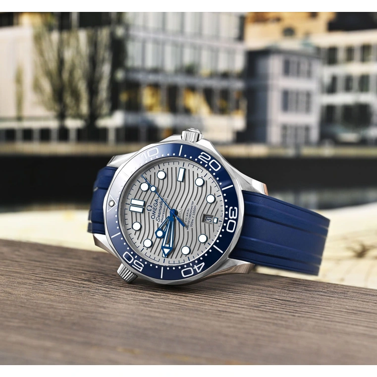 Omega Watch For Men - Seamaster Diver 300M, Steel on Grey Rubber Strap - Ref. 210.32.42.20.06.001
