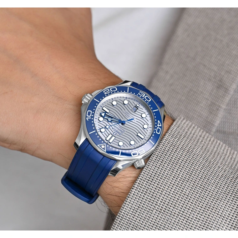 Omega Watch For Men - Seamaster Diver 300M, Steel on Grey Rubber Strap - Ref. 210.32.42.20.06.001