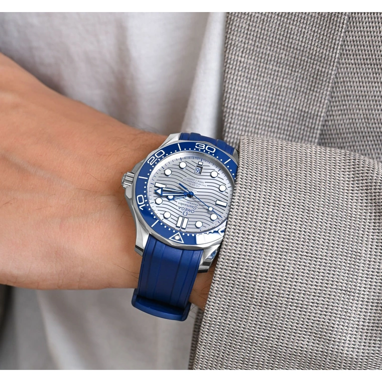 Omega Watch For Men - Seamaster Diver 300M, Steel on Grey Rubber Strap - Ref. 210.32.42.20.06.001