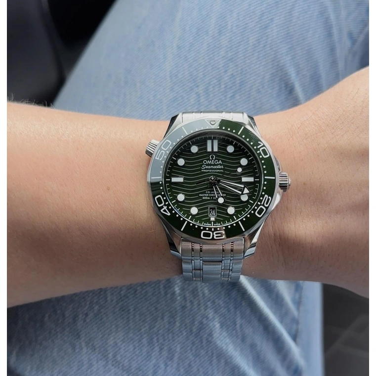 Omega Watch For Men - Seamaster Diver 300M, Steel on Steel, Green Dial - Ref. 210.30.42.20.10.001