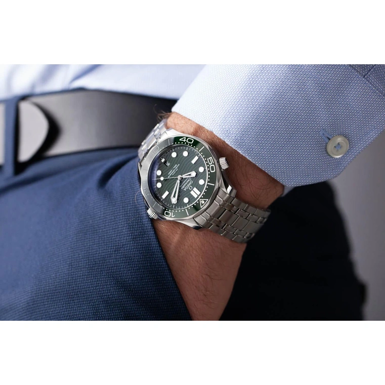 Omega Watch For Men - Seamaster Diver 300M, Steel on Steel, Green Dial - Ref. 210.30.42.20.10.001