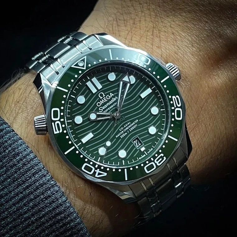 Omega Watch For Men - Seamaster Diver 300M, Steel on Steel, Green Dial - Ref. 210.30.42.20.10.001