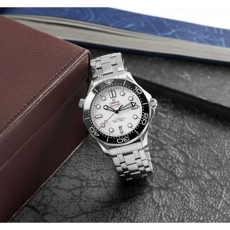 Omega Watch For Men - Seamaster Diver 300M, Steel on Steel, White Dial - Ref. 210.30.42.20.04.001
