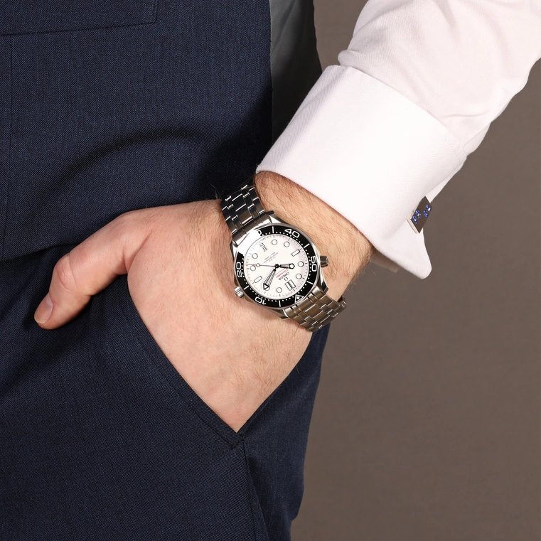 Omega Watch For Men - Seamaster Diver 300M, Steel on Steel, White Dial - Ref. 210.30.42.20.04.001