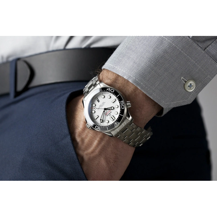 Omega Watch For Men - Seamaster Diver 300M, Steel on Steel, White Dial - Ref. 210.30.42.20.04.001