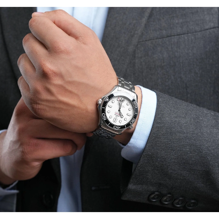 Omega Watch For Men - Seamaster Diver 300M, Steel on Steel, White Dial - Ref. 210.30.42.20.04.001