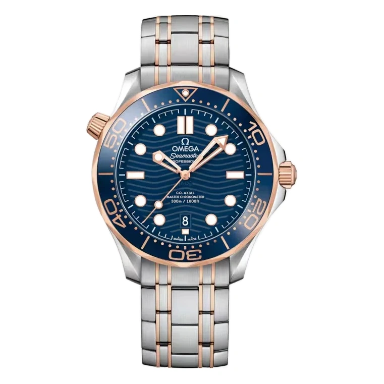 Omega Watch For Men - Seamaster Diver 300M, Steel-Sedna Gold, Blue Dial - Ref. 210.20.42.20.03.002