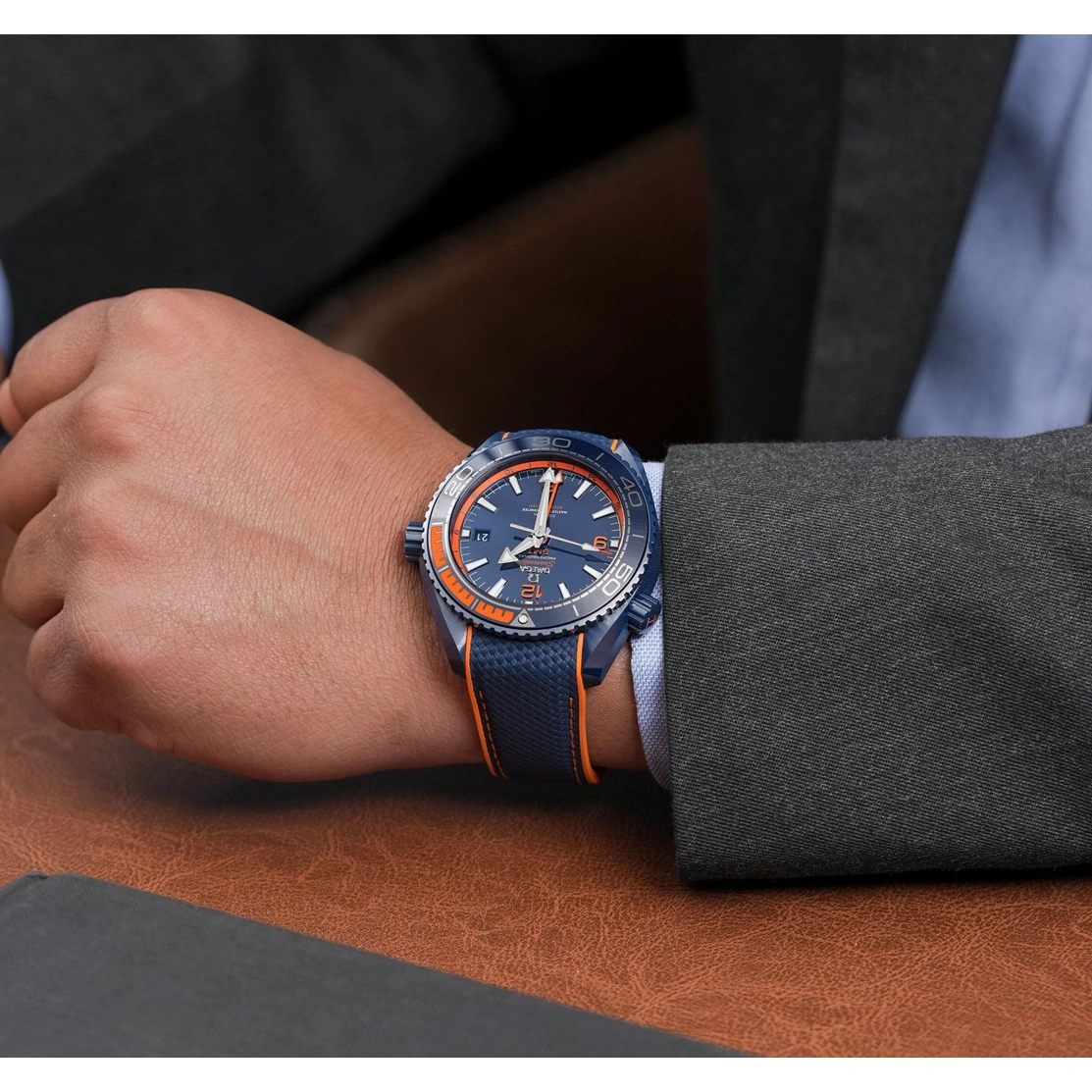 Omega Watch For Men - Seamaster Planet Ocean 600M Big Blue, Blue Ceramic on Rubber Strap - Ref. 215.92.46.22.03.001 (Big Blue)