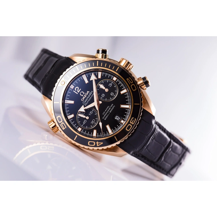 Omega Watch For Men - Seamaster Planet Ocean 600M Chronograph, 45.5 mm, 18K Gold, Black Dial - Ref. 232.63.46.51.01.001