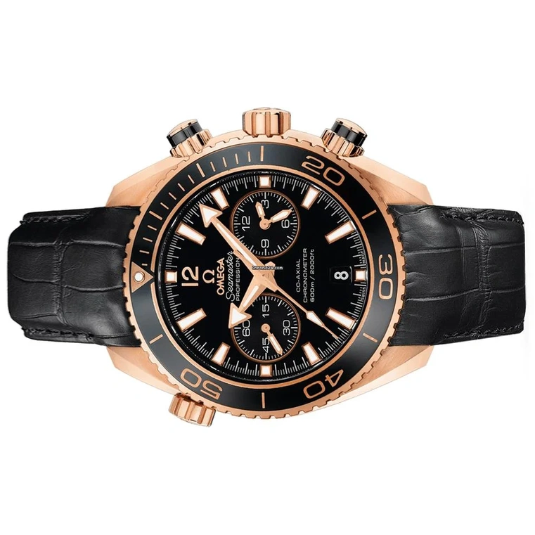 Omega Watch For Men - Seamaster Planet Ocean 600M Chronograph, 45.5 mm, 18K Gold, Black Dial - Ref. 232.63.46.51.01.001
