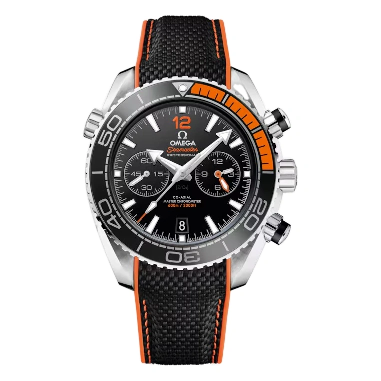Omega Watch For Men - Seamaster Planet Ocean 600M Chronograph, 45.5 mm, Steel on Rubber, Black Dial - Ref. 215.32.46.51.01.001