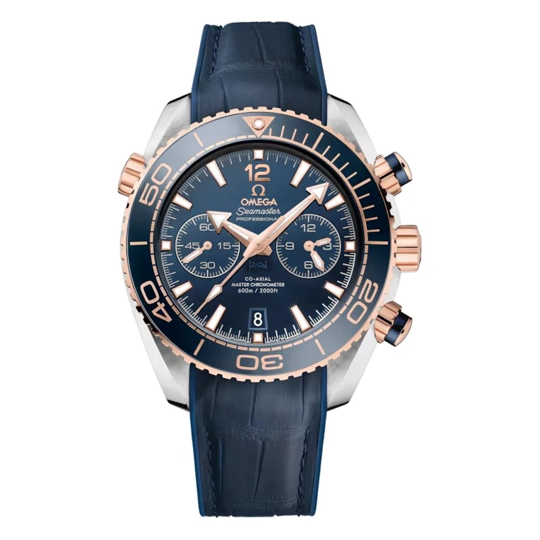 Omega Watch For Men - Seamaster Planet Ocean 600M Chronograph, 45.5 mm, Steel-Sedna Gold, Blue Dial - Ref. 215.23.46.51.03.001