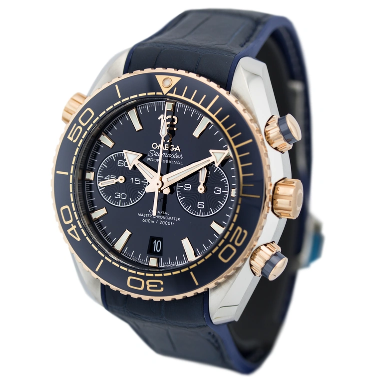 Omega Watch For Men - Seamaster Planet Ocean 600M Chronograph, 45.5 mm, Steel-Sedna Gold, Blue Dial - Ref. 215.23.46.51.03.001