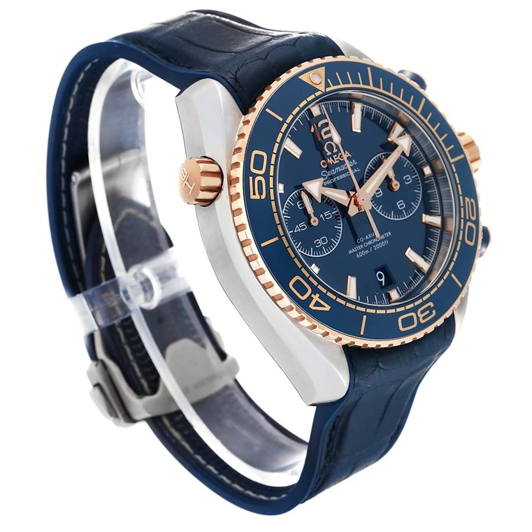 Omega Watch For Men - Seamaster Planet Ocean 600M Chronograph, 45.5 mm, Steel-Sedna Gold, Blue Dial - Ref. 215.23.46.51.03.001