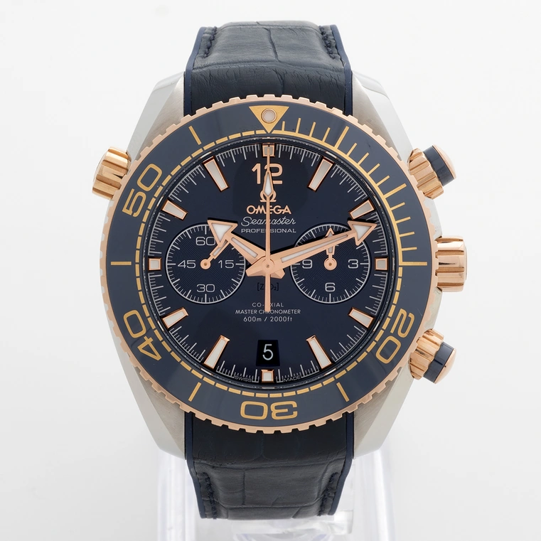 Omega Watch For Men - Seamaster Planet Ocean 600M Chronograph, 45.5 mm, Steel-Sedna Gold, Blue Dial - Ref. 215.23.46.51.03.001