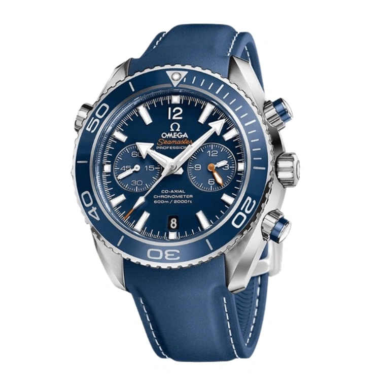 Omega Watch For Men - Seamaster Planet Ocean 600M Chronograph, 45.5 mm, Titanium on Blue Rubber Strap - Ref. 232.92.46.51.03.001