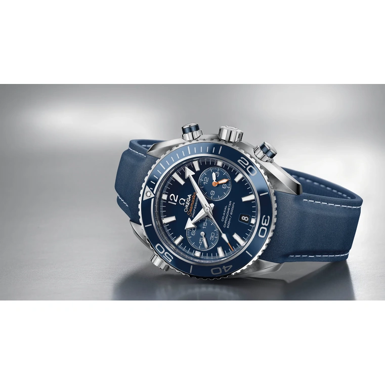 Omega Watch For Men - Seamaster Planet Ocean 600M Chronograph, 45.5 mm, Titanium on Blue Rubber Strap - Ref. 232.92.46.51.03.001