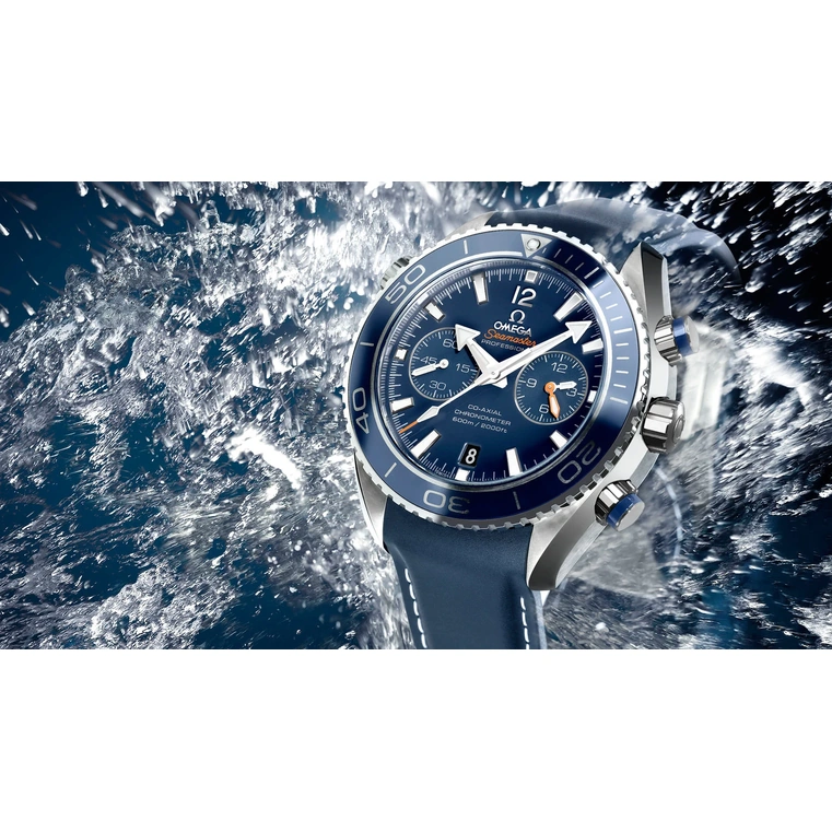 Omega Watch For Men - Seamaster Planet Ocean 600M Chronograph, 45.5 mm, Titanium on Blue Rubber Strap - Ref. 232.92.46.51.03.001