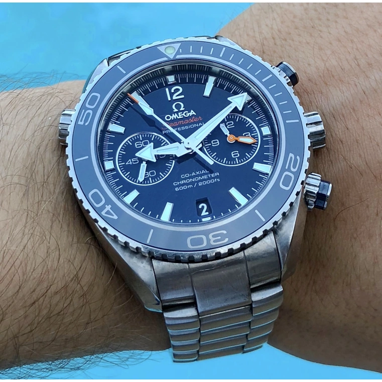 Omega Watch For Men - Seamaster Planet Ocean 600M Chronograph, Titanium, Blue Dial - Ref. 232.90.46.51.03.001