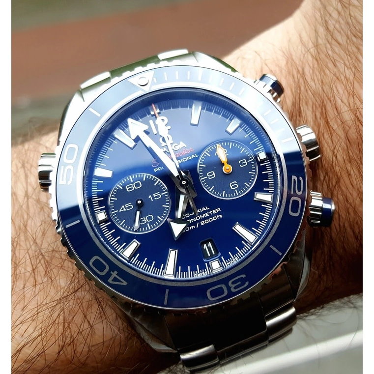 Omega Watch For Men - Seamaster Planet Ocean 600M Chronograph, Titanium, Blue Dial - Ref. 232.90.46.51.03.001