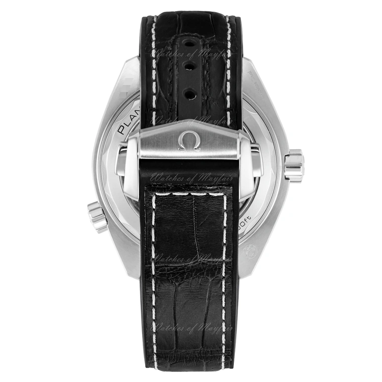 Omega Watch For Men - Seamaster Planet Ocean 600M GMT, 43.5 mm, Steel on Leather Strap, Black Dial - Ref. 215.33.44.22.01.001
