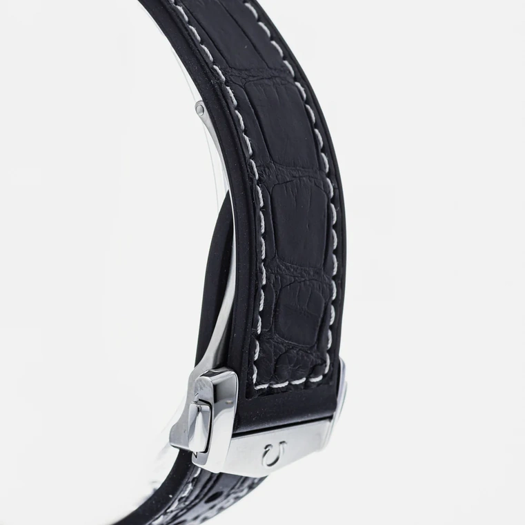 Omega Watch For Men - Seamaster Planet Ocean 600M GMT, 43.5 mm, Steel on Leather Strap, Black Dial - Ref. 215.33.44.22.01.001