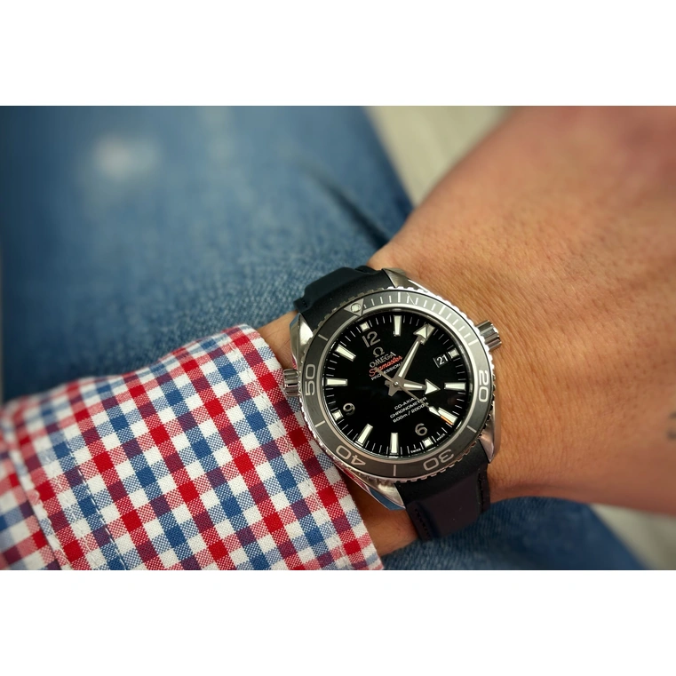 Omega Watch For Men - Seamaster Planet Ocean 600M, 42 mm, Steel on Black Leather Strap - Ref. 232.32.42.21.01.003