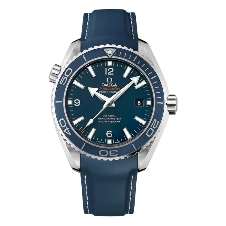 Omega Watch For Men - Seamaster Planet Ocean 600M, 45.5 mm, Titanium on Blue Rubber Strap - Ref. 232.92.46.21.03.001