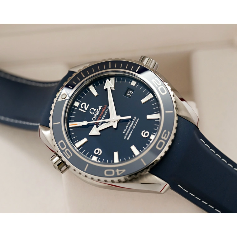 Omega Watch For Men - Seamaster Planet Ocean 600M, 45.5 mm, Titanium on Blue Rubber Strap - Ref. 232.92.46.21.03.001