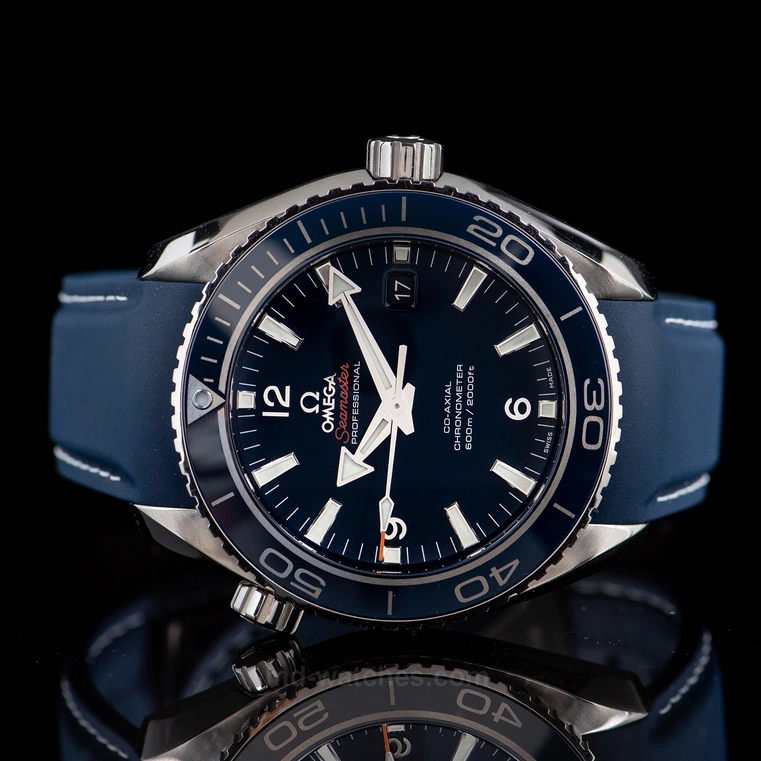 Omega Watch For Men - Seamaster Planet Ocean 600M, 45.5 mm, Titanium on Blue Rubber Strap - Ref. 232.92.46.21.03.001