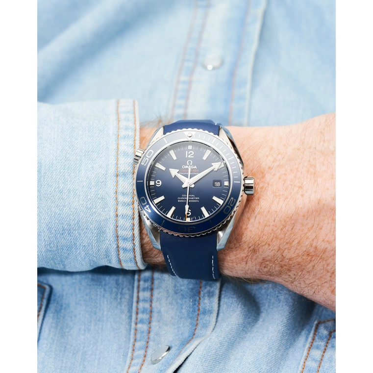 Omega Watch For Men - Seamaster Planet Ocean 600M, 45.5 mm, Titanium on Blue Rubber Strap - Ref. 232.92.46.21.03.001