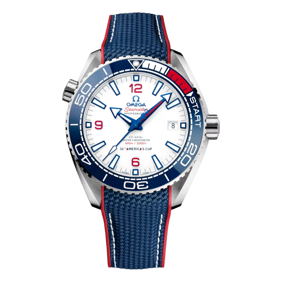 Omega Watch For Men - Seamaster Planet Ocean 600M, 45.5 mm, Titanium on Blue Rubber Strap America's Cup