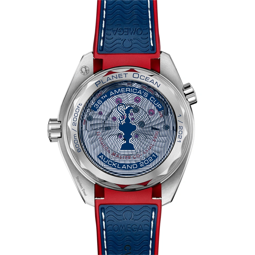 Omega Watch For Men - Seamaster Planet Ocean 600M, 45.5 mm, Titanium on Blue Rubber Strap America's Cup