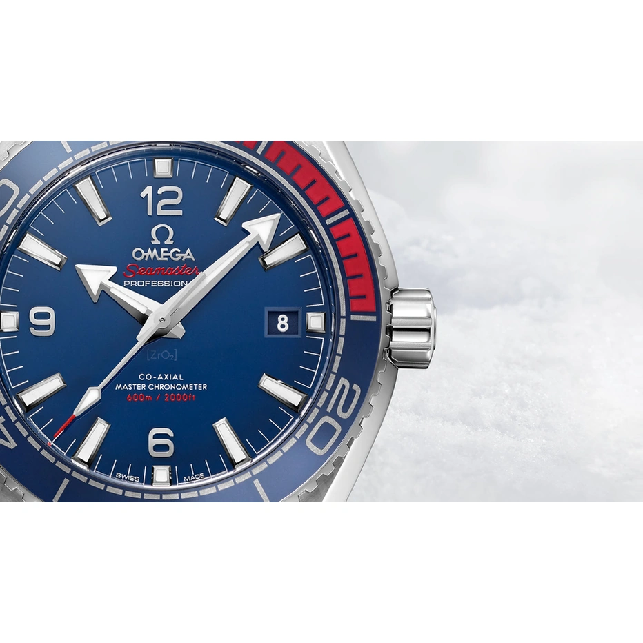 Omega Watch For Men - Seamaster Planet Ocean 600M, 45.5 mm, Titanium on Blue Rubber Strap PyeongChang 2018