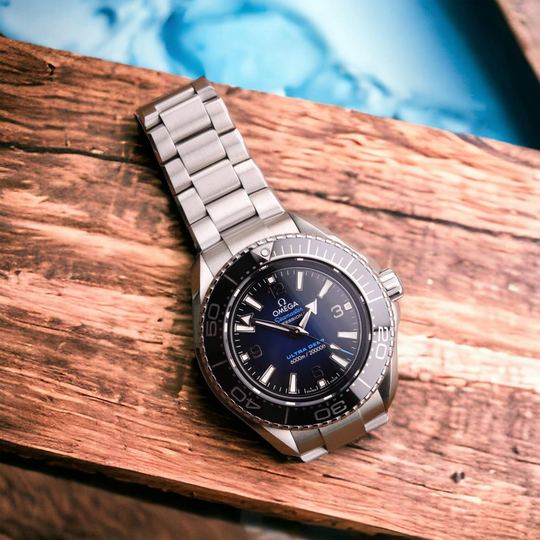 Omega Watch For Men - Seamaster Planet Ocean Ultra Deep 6000M, O-MEGASTEEL, Blue Dial - Ref. 215.30.46.21.03.001