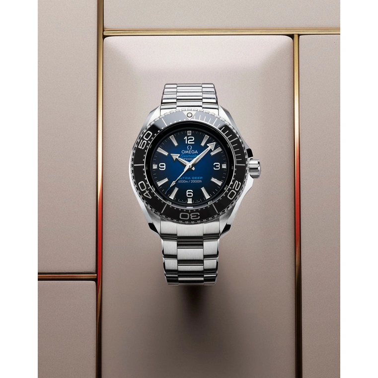 Omega Watch For Men - Seamaster Planet Ocean Ultra Deep 6000M, O-MEGASTEEL, Blue Dial - Ref. 215.30.46.21.03.001