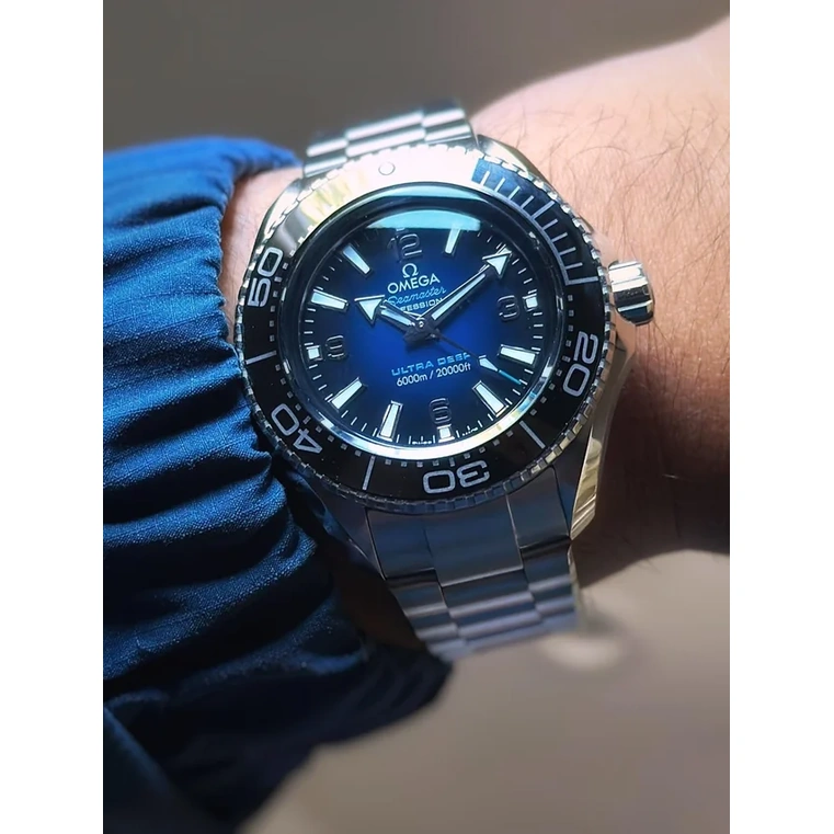 Omega Watch For Men - Seamaster Planet Ocean Ultra Deep 6000M, O-MEGASTEEL, Blue Dial - Ref. 215.30.46.21.03.001