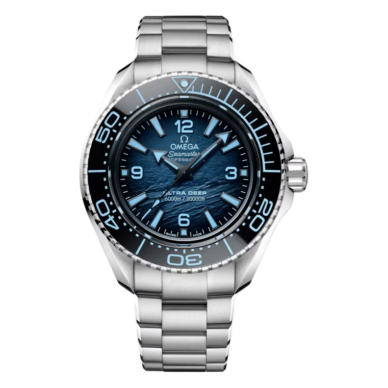 Omega Watch For Men - Seamaster Planet Ocean Ultra Deep 6000M, O-MEGASTEEL, Summer Blue - Ref. 215.30.46.21.03.002