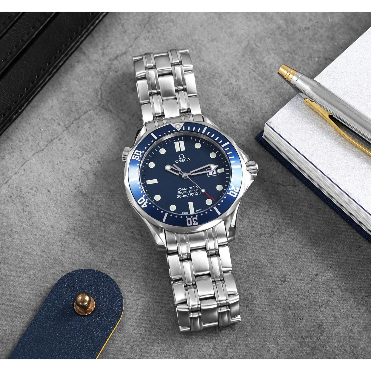Omega Watch For Men - Seamaster Professional Diver 300M Quartz, Blue Dial (James Bond) - Ref. 2541.80.00