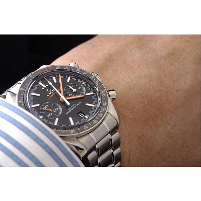 Omega Watch For Men - Speedmaster Racing, 44.25 mm, Steel, Black Dial with Orange Accents - Ref. 329.30.44.51.01.002
