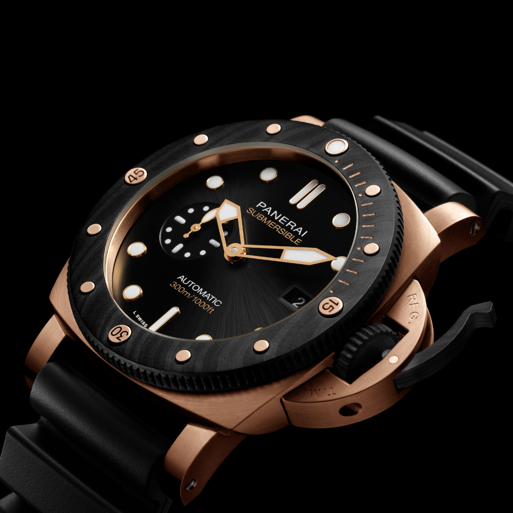 Panerai Watch For Men -  Submersible, 38 mm, Brushed Goldtech