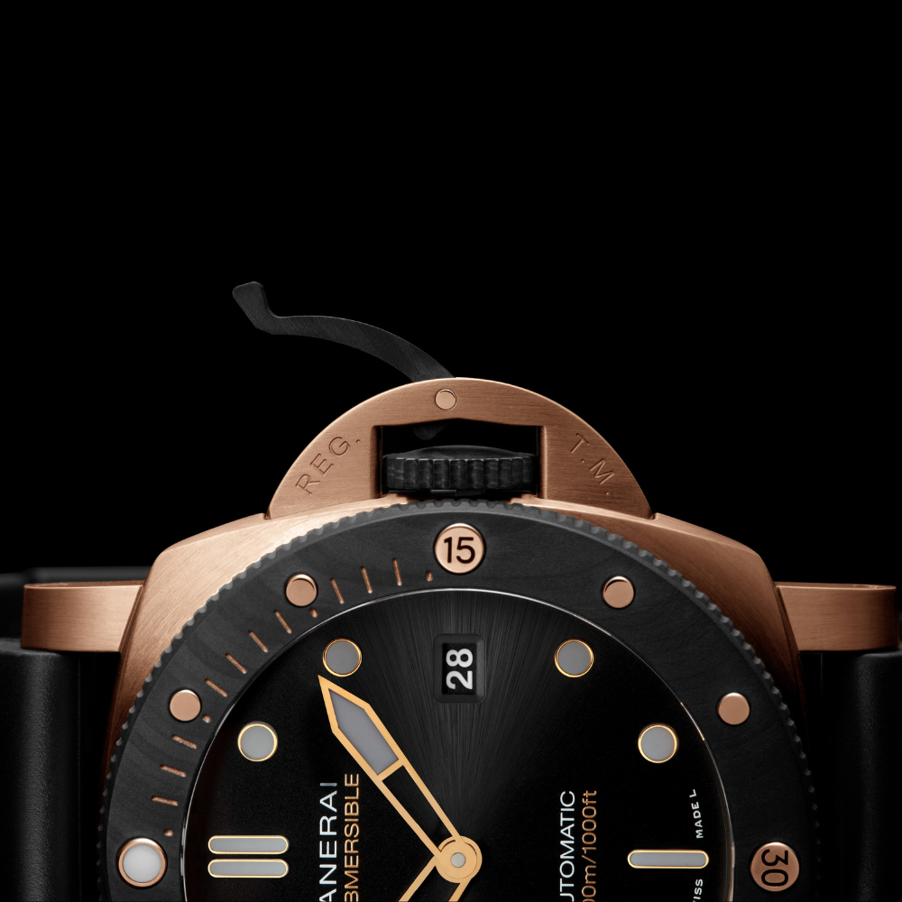Panerai Watch For Men -  Submersible, 38 mm, Brushed Goldtech
