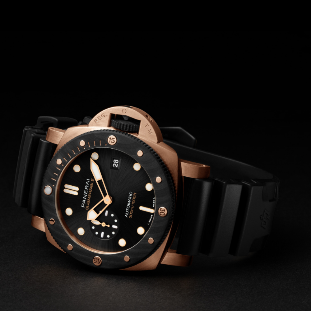 Panerai Watch For Men -  Submersible, 38 mm, Brushed Goldtech