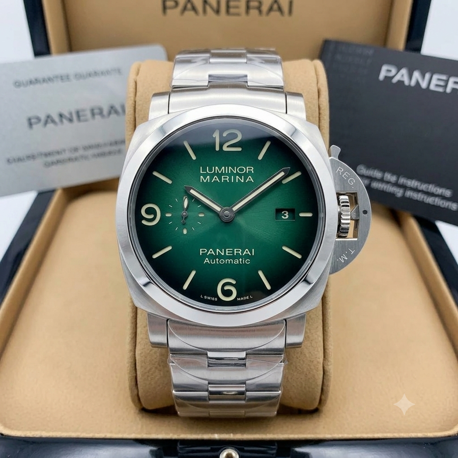 Panerai Watch For Men - Luminor Marina 40 mm, Steel, Green Dial