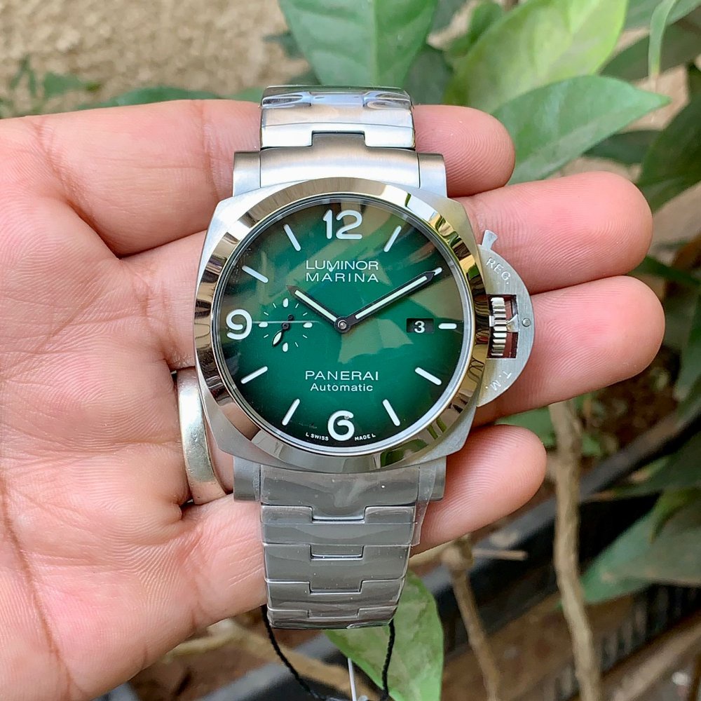 Panerai Watch For Men - Luminor Marina 40 mm, Steel, Green Dial