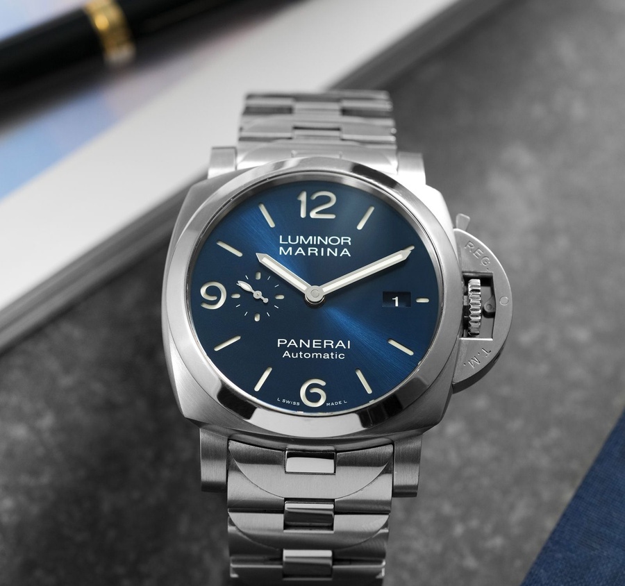 Panerai Watch For Men - Luminor Marina Specchio Blu, 44 mm, Steel Bracelet