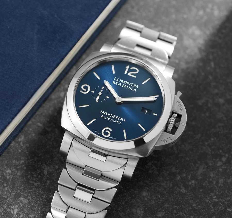 Panerai Watch For Men - Luminor Marina Specchio Blu, 44 mm, Steel Bracelet